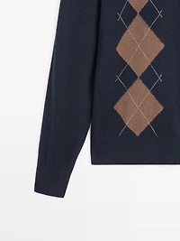 Cardigan laine à losanges