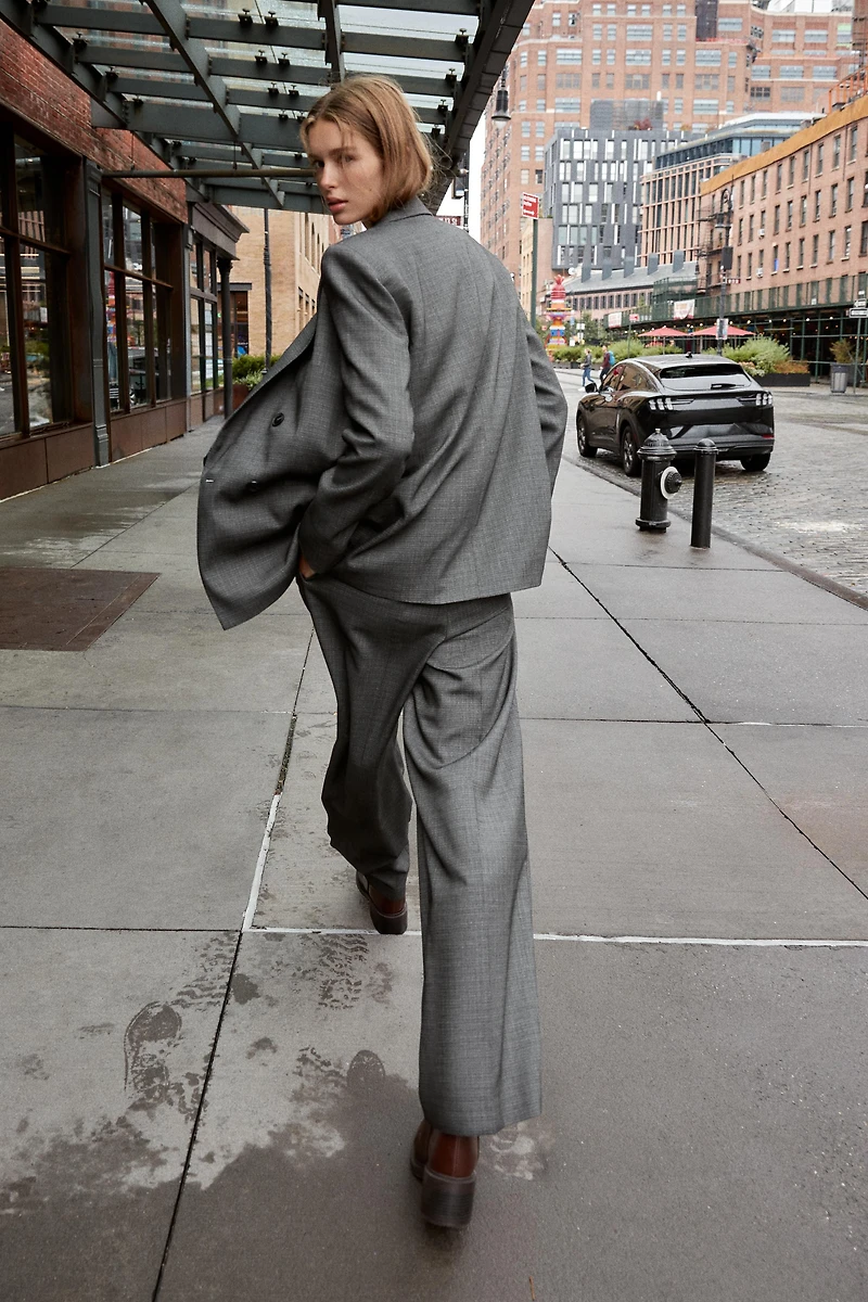 DOUBLE BREASTED BLAZER WITH SHOULDER PADS
