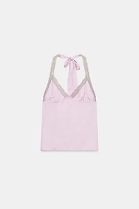 POLKA DOT LACE HALTER TOP