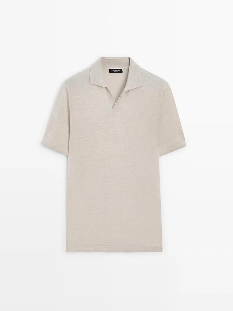 Knit V-neck polo shirt