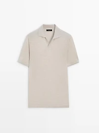 Knit V-neck polo shirt
