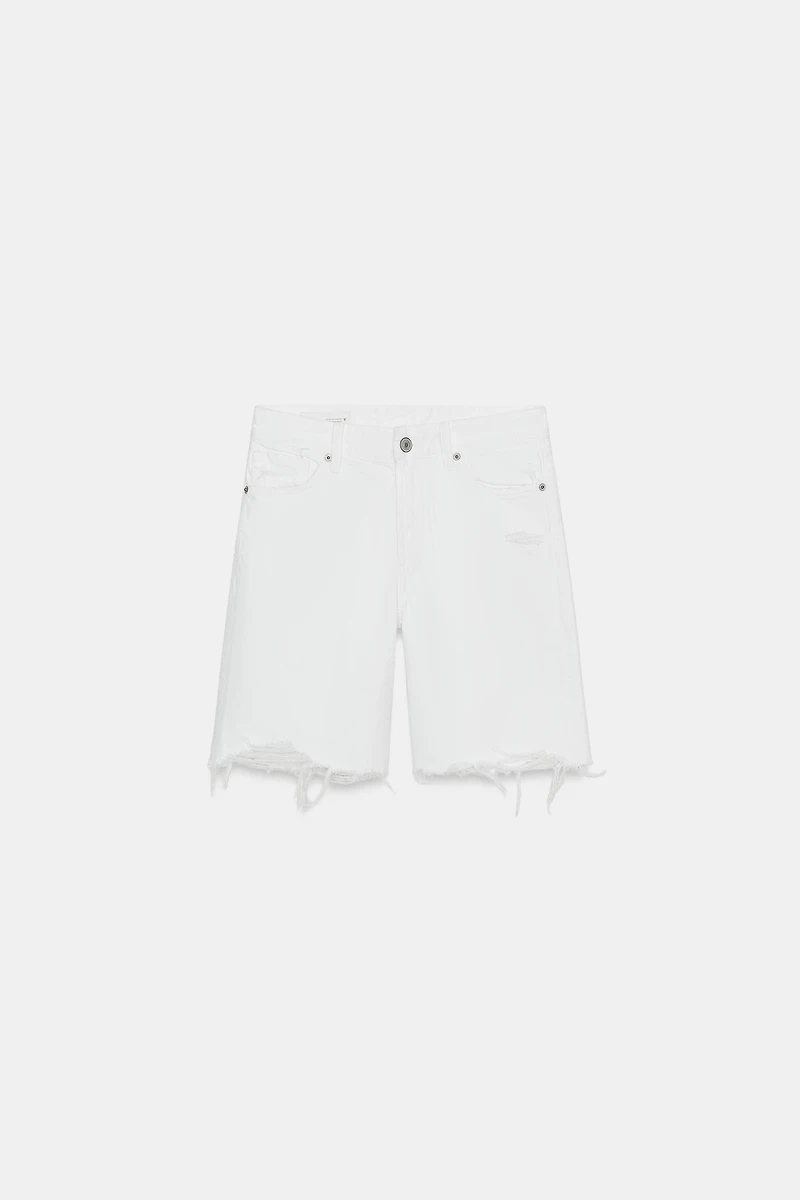 TRF RIPPED MID-RISE DENIM SHORTS