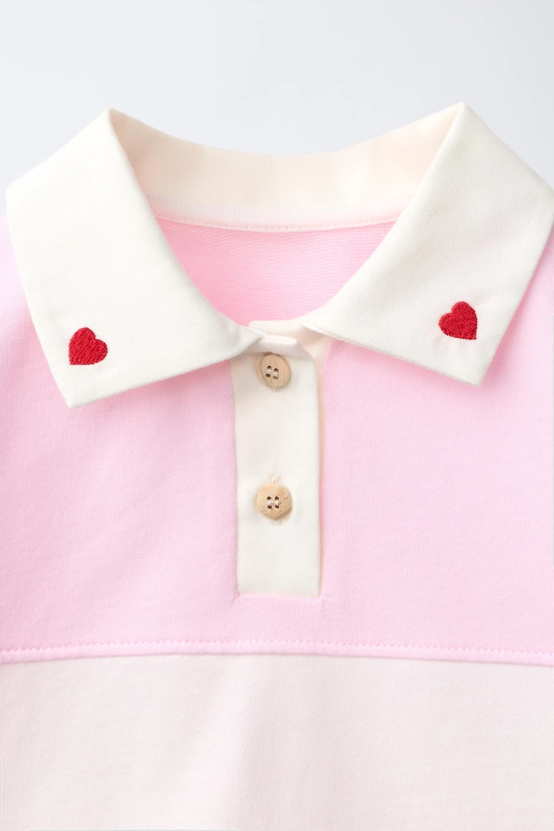 EMBROIDERED HEART COLLAR POLO
