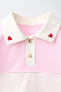 EMBROIDERED HEART COLLAR POLO