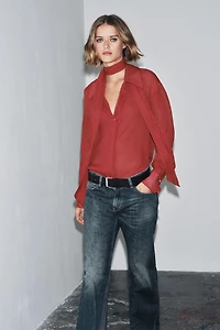 PRINTED BLOUSE WITH TIES ZW COLLECTION