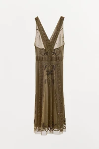 EMBROIDERED BEADED TULLE DRESS