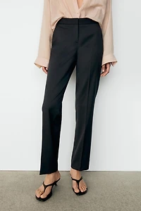 100% cool wool straight-leg pants