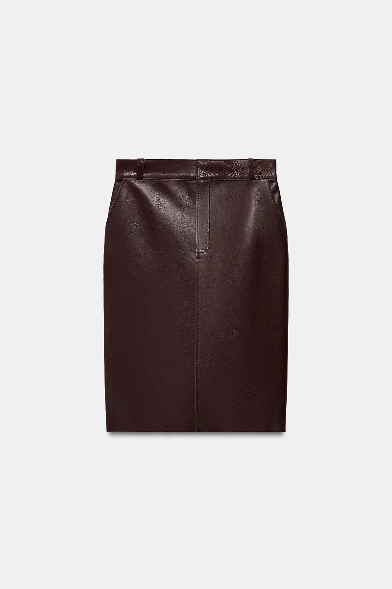 JUPE MIDI EN CUIR ZW COLLECTION ÉDITION LIMITÉE