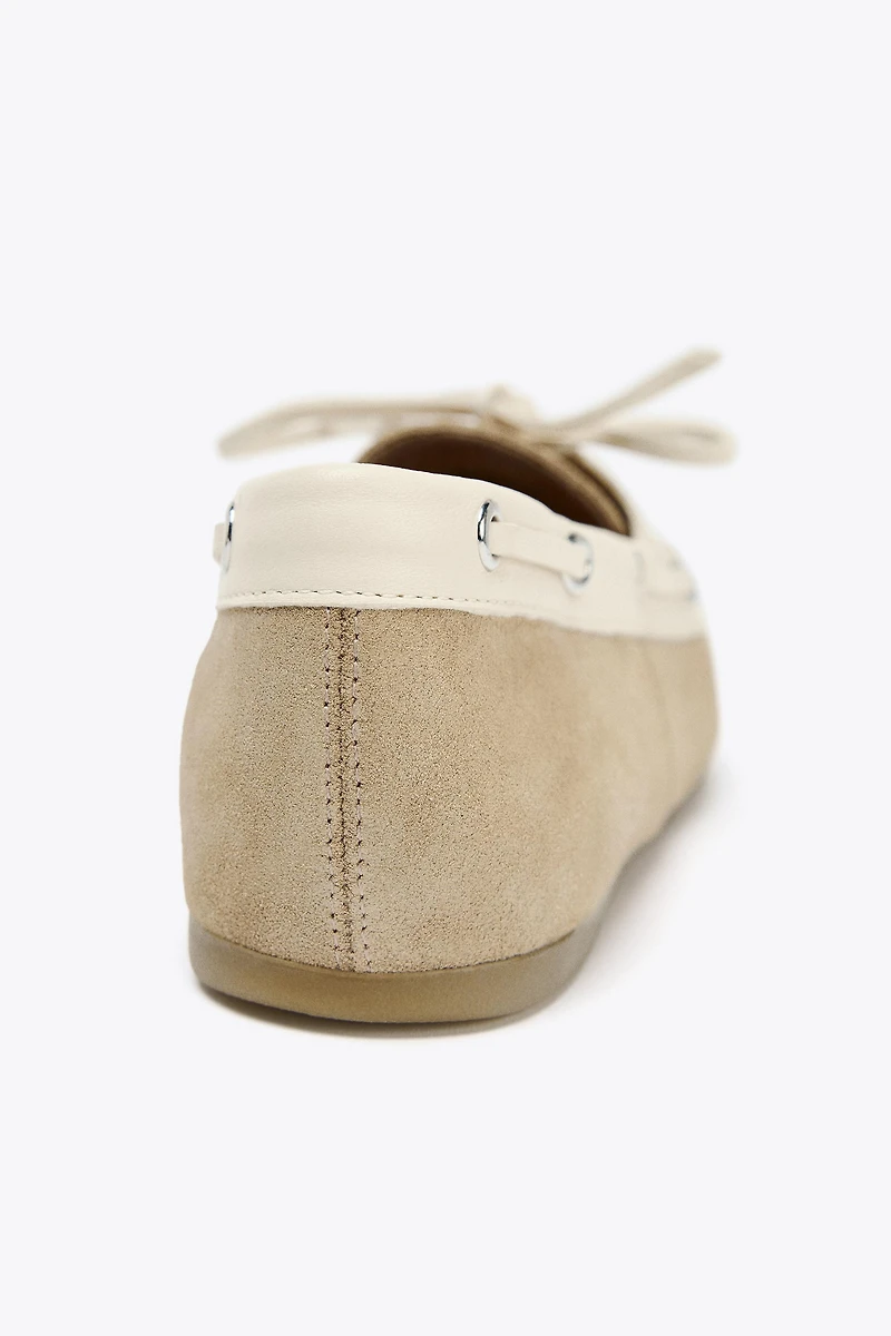 COMBINED SUEDE LACE-UP LOAFERS