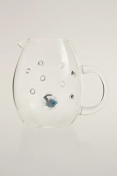 FISH AND BUBBLE BOROSILICATE GLASS PITCHER