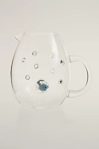FISH AND BUBBLE BOROSILICATE GLASS PITCHER