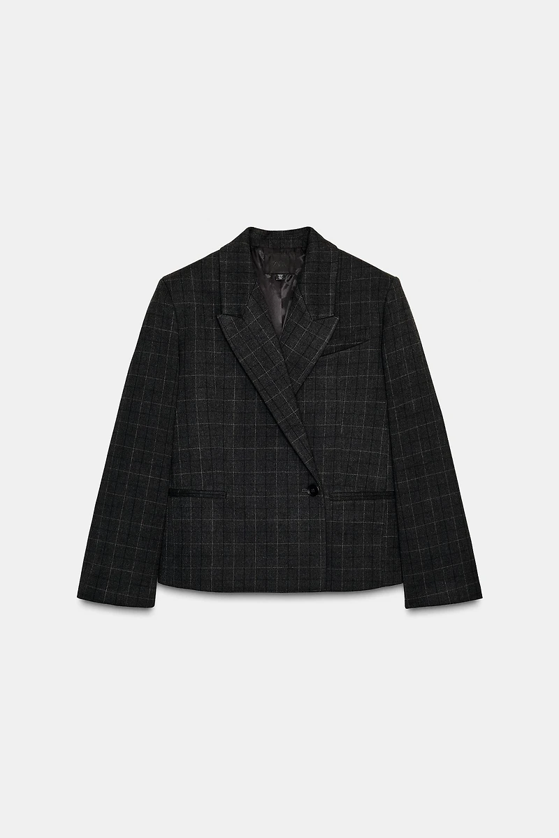 VESTE COURTE À CARREAUX OVERSIZE