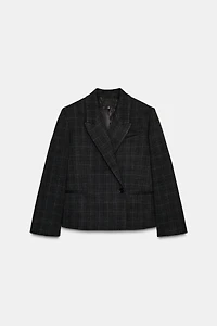 VESTE COURTE À CARREAUX OVERSIZE