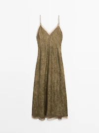 Midi slip dress with sheer detail