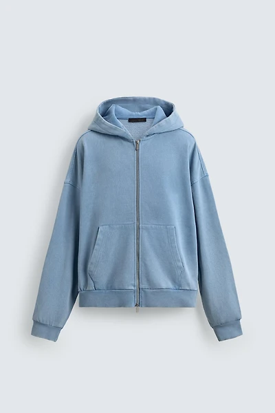 SWEAT DÉLAVÉ ZIPPÉ À CAPUCHE