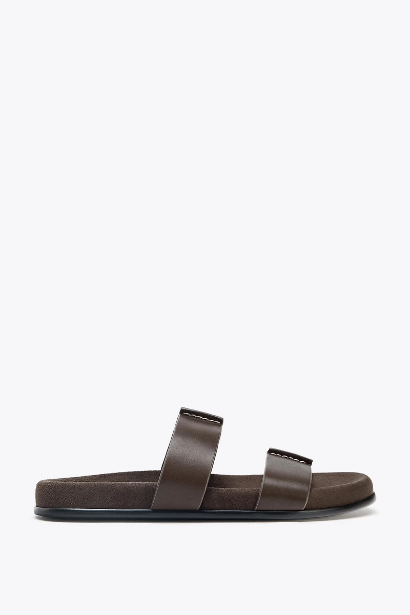 DOUBLE STRAP LEATHER SANDALS