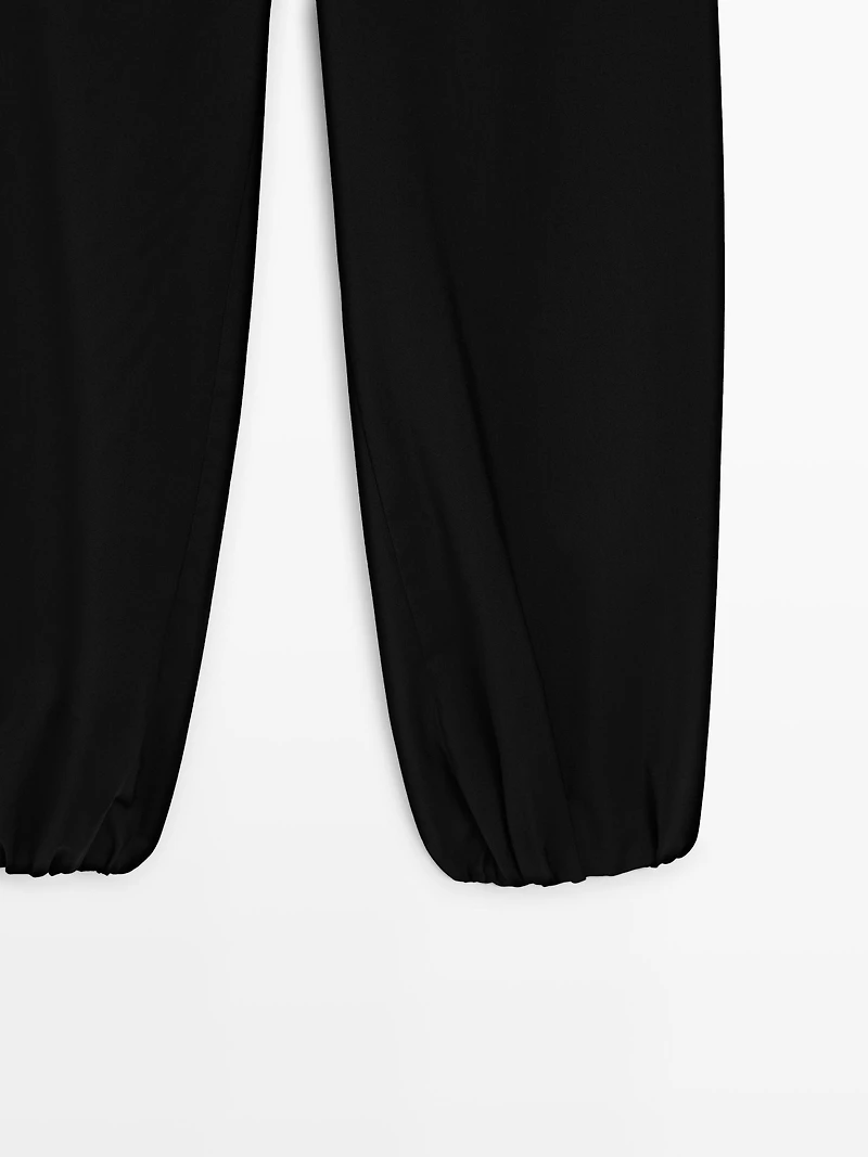 Wool sarouel trousers with tie detail