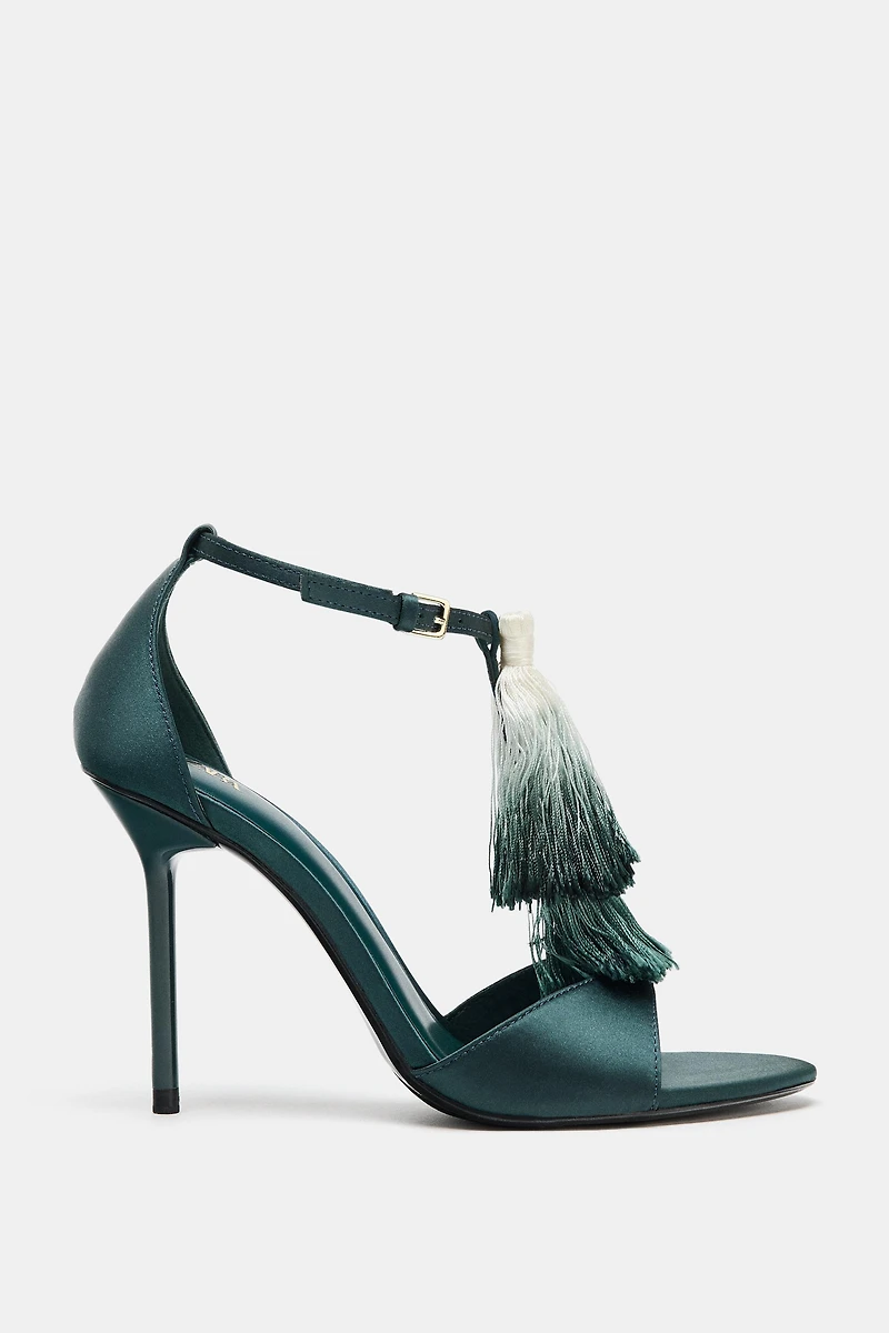 TASSEL HEELED SANDALS
