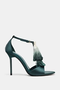 TASSEL HEELED SANDALS