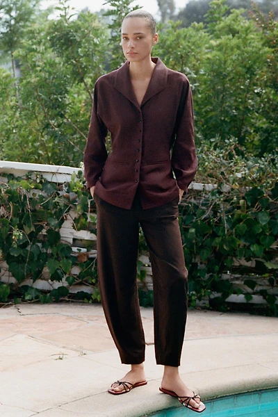 LINEN BARREL PANTS