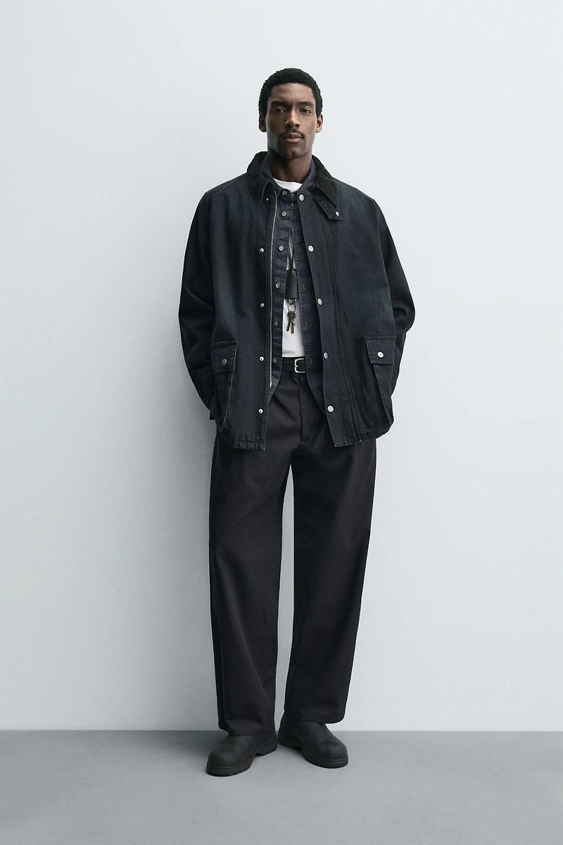 CONTRASTING COLLAR DENIM JACKET