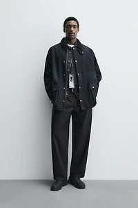 CONTRASTING COLLAR DENIM JACKET