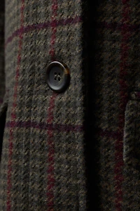 WOOL BLEND PLAID CLOTH COAT