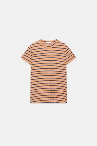COTTON AND LINEN STRIPED T-SHIRT