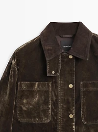 Flocked denim jacket with collar detail