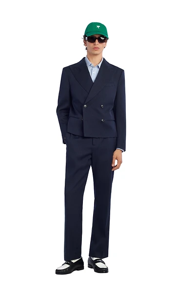 CROPPED FIT PINSTRIPE SUIT BLAZER