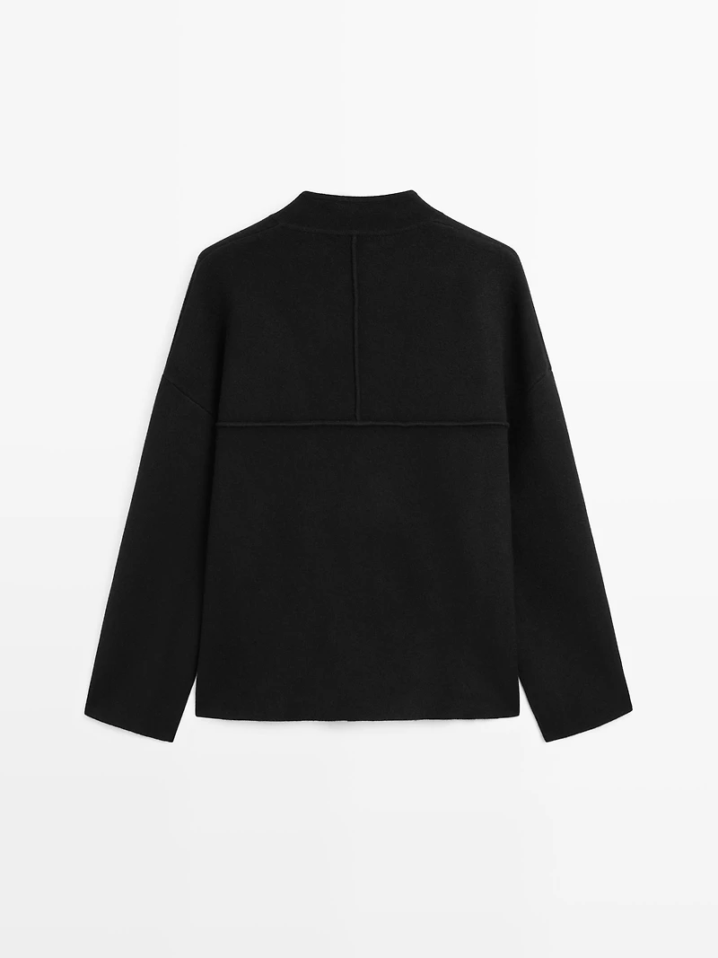 Veste en maille à col mao mélange de laine