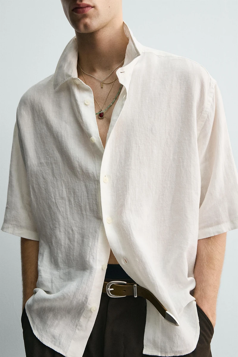 100% LINEN BOXY FIT SHIRT