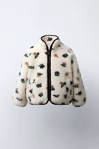 FLEECE FLORAL JACKET