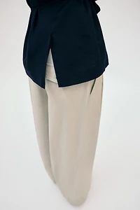 LINEN BLEND BELTED TRENCH JACKET