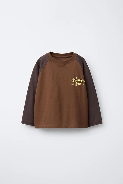 TEXT RAGLAN SLEEVE T-SHIRT