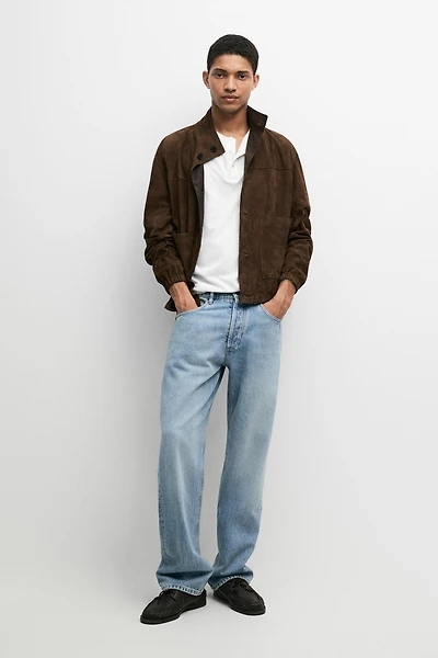 Blouson en cuir et daim