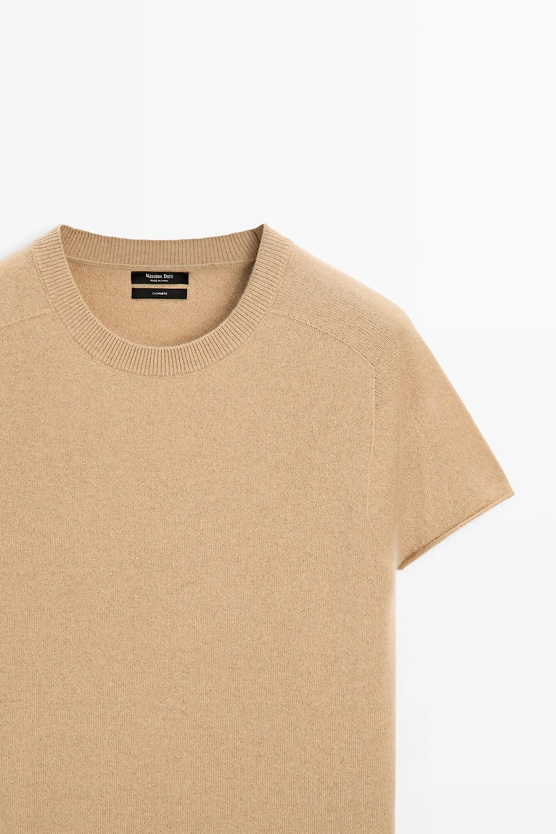 100% cashmere short sleeve knit sweater