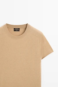 100% cashmere short sleeve knit sweater