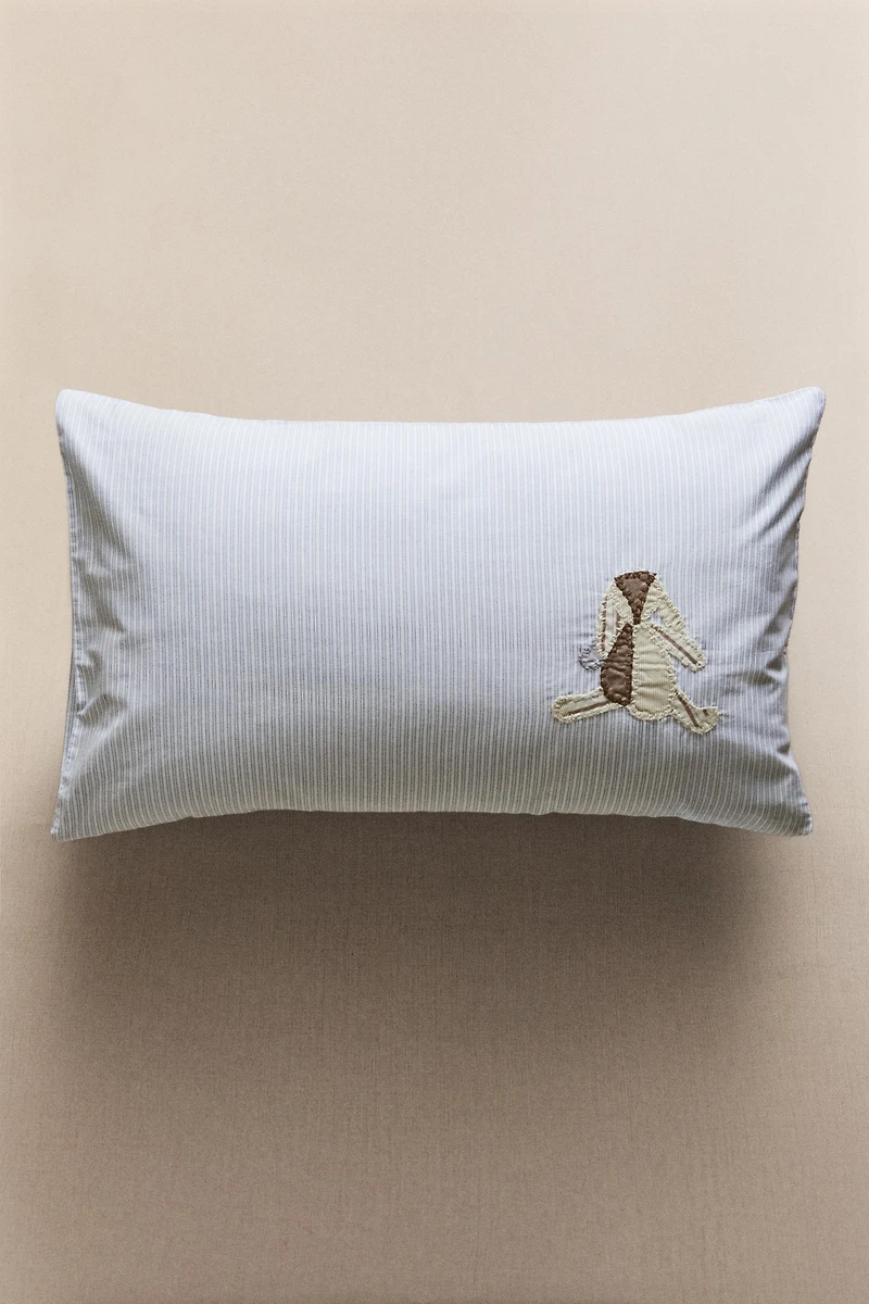 KIDS' COTTON RABBIT PILLOWCASE