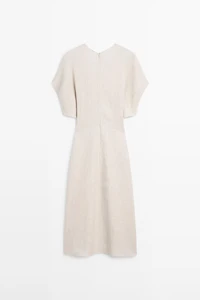 Lightweight short sleeve linen midi dress