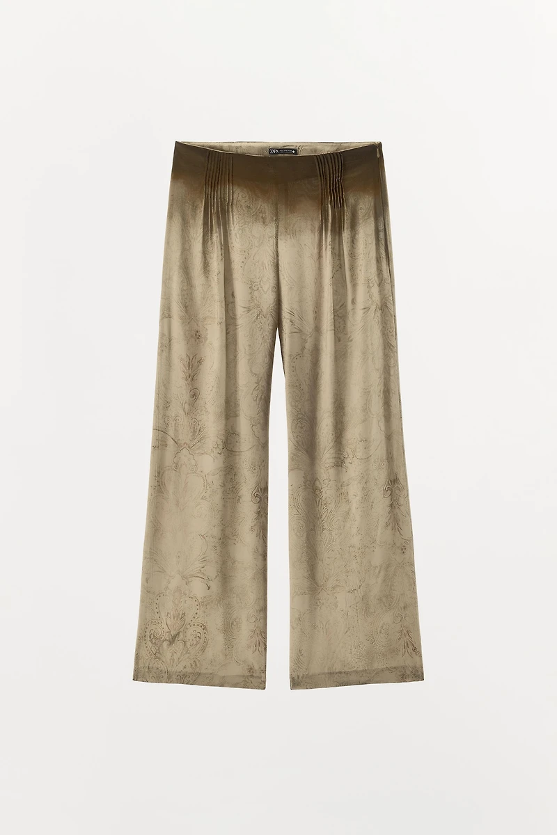 PRINTED WAIST PLEATED PANTS