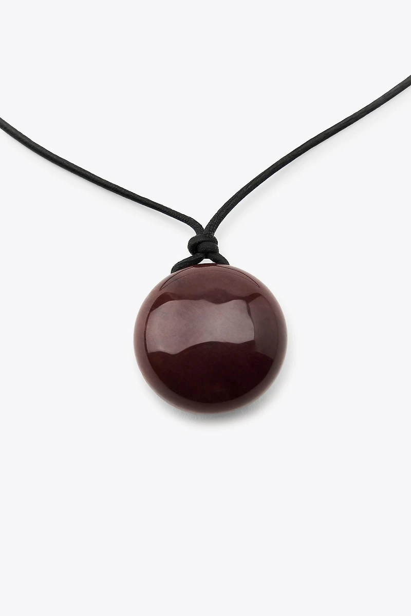 LEATHER CORD STONE NECKLACE