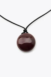 LEATHER CORD STONE NECKLACE