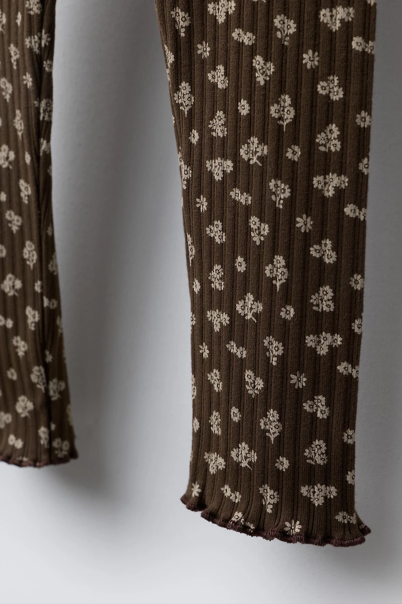 PRINTED RIBBED LEGGINGS
