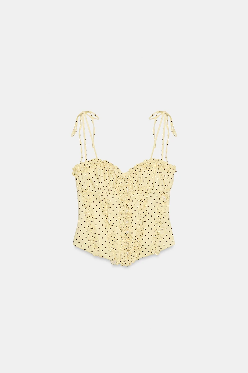 POLKA DOT RUFFLED POPLIN TOP