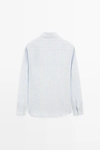 100% linen regular fit faded striped shirt