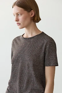 100% linen regular fit striped T-shirt