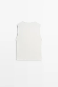 Cotton blend bib detail T-shirt