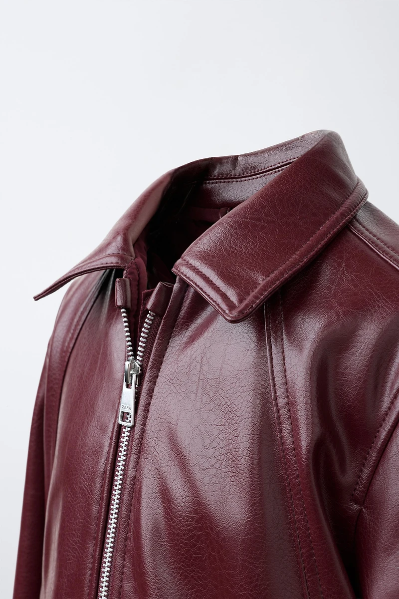 FAUX LEATHER BOMBER JACKET