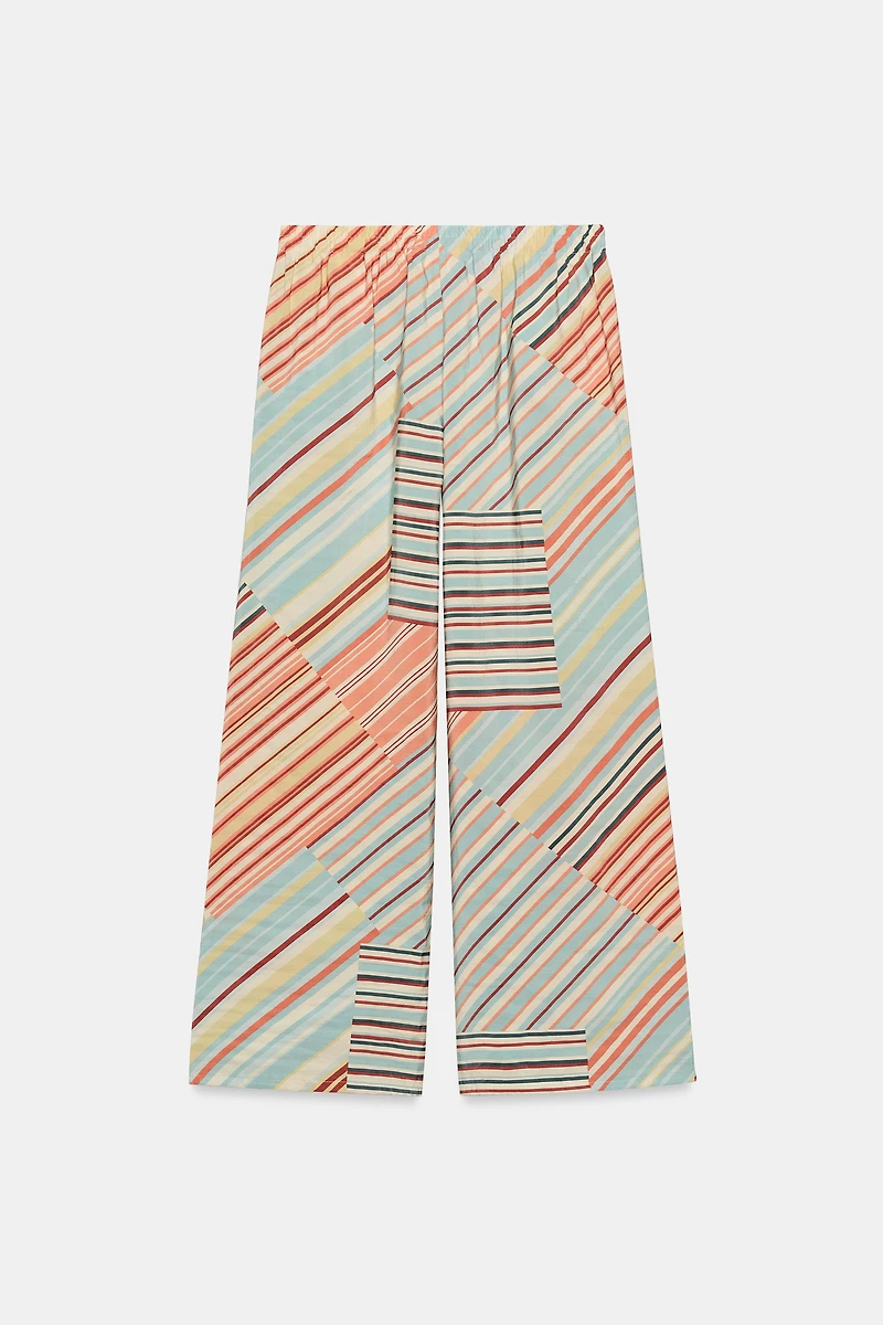 STRIPED WIDE LEG PANTS